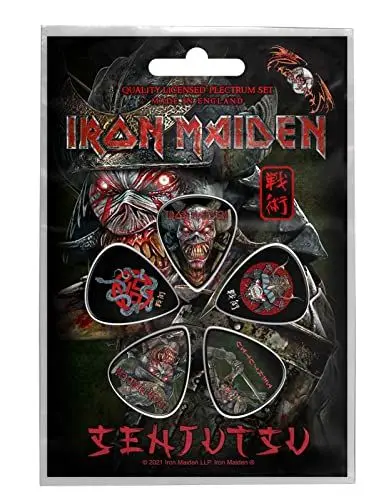 Produktbild: Iron Maiden Plectrum Pack Senjutsu Band logo Nue offiziell 5 Pack Guitar Picks