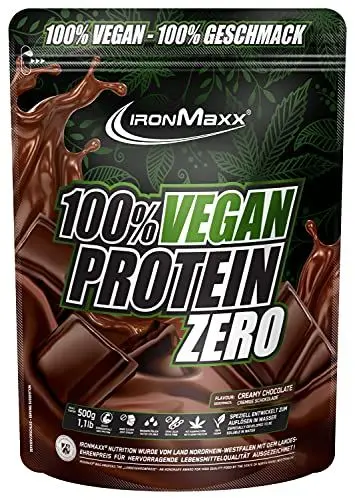 Produktbild: 100% Vegan Protein Zero Protein Pulver ohne Zucker 500g Creamy Chocolate - Leckerer High Protein Shake mit 21g Proteinen aus 4 Eiweißquellen