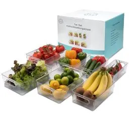 Produktbild: IRROA Kühlschrank Organizer 7er Set - Küchen Organizer und Aufbewahrungsbox Kühlschrank, Vorratsbehälter für Küche, Büro und Badezimmer - Fridge Organizer durchsichtig