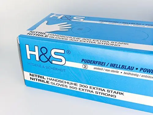 Produktbild: ISC Hygiene & Safety Nitrilhandschuhe EXTRA stark, Einweghandschuhe, Einmalhandschuhe - 100 Stück Größe 8 M, blau - puderfrei non latex latexfrei - Gummihandschuhe Einweg