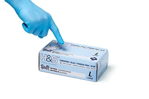 Produktbild: ISC Hygiene & Safety Nitrilhandschuhe M, Einweghandschuhe, Einmalhandschuhe, Kochhandschuhe Lebensmittel - 100 Stück Größe 8 Medium blau - puderfrei non latex latexfrei - Gummihandschuhe Einweg