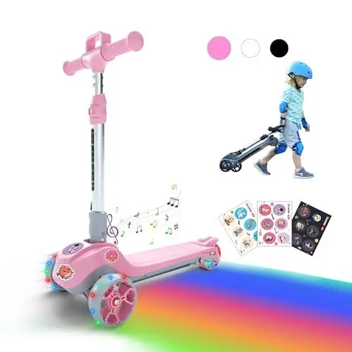 Produktbild: iScooter Elektroroller Kinder, e Scooter fuir Kinder von 3-12, 3 Höhenverstellbarer Kinder-Roller, Bluetooth-Musik,LED Räder, Faltbar,Daumenbeschleuniger,sichere Premium Roller Kinder
