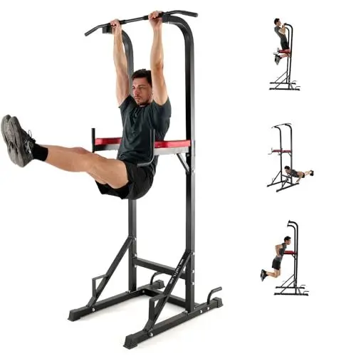 Produktbild: ISE Kraftturm Power Town Multifunktions Kraftstation Klimmzugstation Liegestützgriffe Dip-Station für Home-Gym Max.120 KG