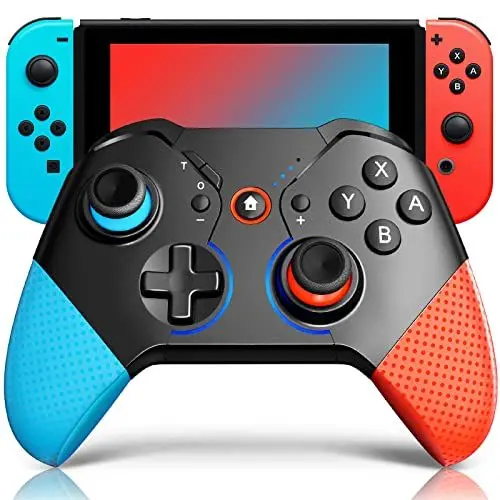 Produktbild: ISENPENK Switch Controller, Wireless Controller für Switch mit Aufwachen, Bluetooth Gamepad Joy Con Remote Kabellos Griff mit Makro Turbo Shock RGB Licht Handle für Kinder Erwachsene