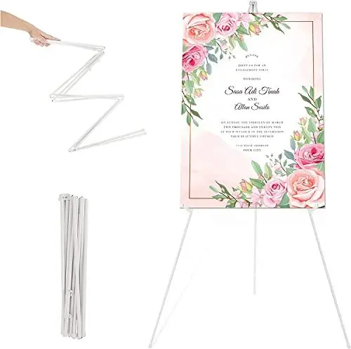 Produktbild: ISFORU Künstler Staffelei Stand, 160cm Verstellbares Stativ Tisch Kunst Leinwand Malerei Display, Easy Folding Studio Teleskop Boden Staffeleien für Hochzeit Poster Innen Außen (Weiß)