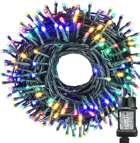 Produktbild: iShabao 20m Lichterkette Weihnachtsbaum, 200 LED Lichterkette Außen Strom Bunt, Wasserdicht Lichterkette Außen Weihnachten mit Timer, Weihnachtsbeleuchtung für Tannenbaum Garten Weihnachtsdeko