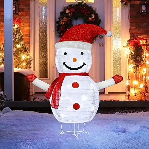 Produktbild: iShabao LED Schneemann 70 cm, Weihnachten deko Figur Schneemann Zusammenfaltbar, Weihnachtsdeko 40 LED Lichterkette Weiße, Weihnachtsbeleuchtung IP44 Wetterfest für Innen und Außen Winterdekoration