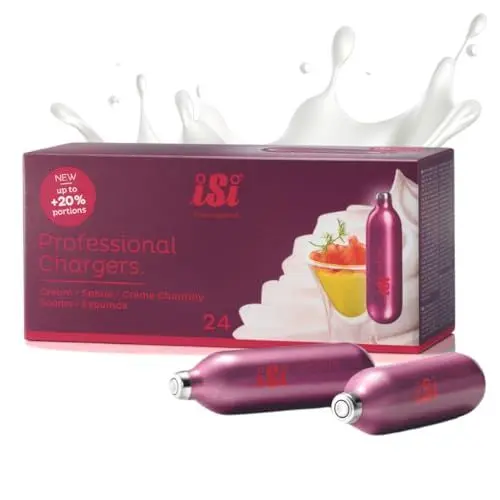 Produktbild: ISI Sahnekapseln 24 Stück - Professional Charger Sahnekapseln für Sahnespender - Premium N2O Sahnekapseln aus Stahl - HACCP-Zertifiziert - Made in Austria