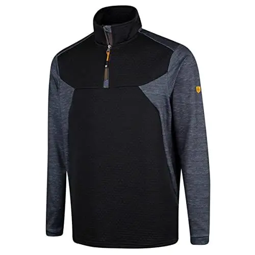 Produktbild: Island Green Mens-Kontrast-Panel Stretch-Golf-Pullover - Schwarz Marl - S