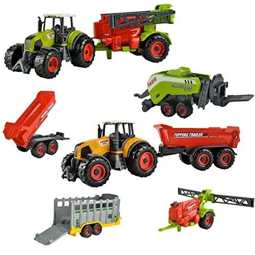 Produktbild: ISO TRADE Farm Set 6 landwirtschaftliche Maschinen Spielzeug Kinder Traktoren Anhänger
