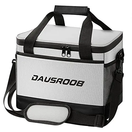 Produktbild: Isolierte Kühltasche DAUSROOB 24 Dosen Picknicktasche, Auslaufsichere Faltbare Tragbare Lunchtasche mit Verstellbarem Schultergurt für Büro, Camping, Picknick, Wanderung, Strandparty