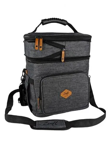 Produktbild: Isolierte Kühltasche faltbar - wasserdichte, auslaufsichere Lunchtasche mit Mehreren Fächern, verstellbare Lunchbag für Camping, Arbeit, Park, See, Strand