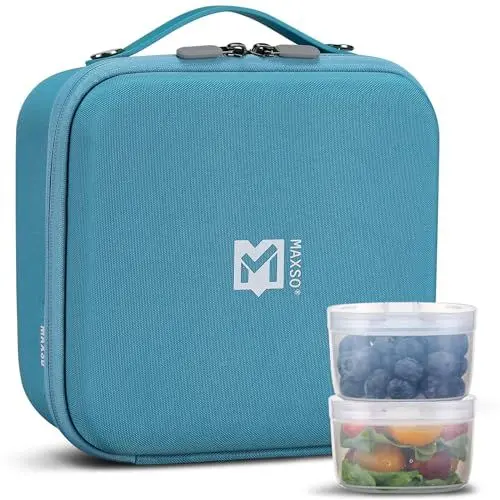 Produktbild: Isolierte Kühltasche für Kinder Erwachsene, Kleine Lunchtasche, Dreifache Schichten Isolierung Warm Halten Kaltes Tragbar Lunchbox Tasche, Lunchbag für Arbeit Reisen Büro Picknick, Blau