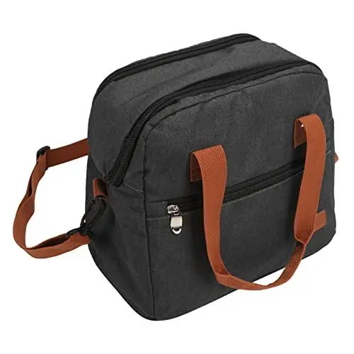 Produktbild: Isolierte Lunchtasche, Doppelreißverschluss, Großes Fassungsvermögen, Verstellbarer Riemen, Vordertasche, Auslaufsicher, Wärmeisolierung, Leicht zu Reinigen, Oxford-Stoff,
