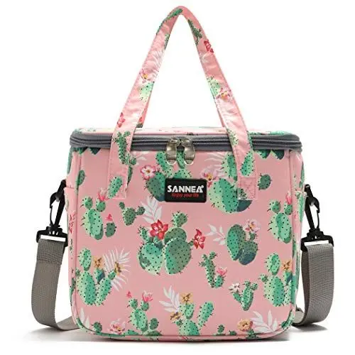 Produktbild: Isolierte Lunchtasche für Damen Großes Picknicktasche Wiederverwendbare Lunch Box Bag Mode Lebensmitteltransport Tasche Kühltasche für Unterwegs Arbeit Schule Strand (Kaktus)