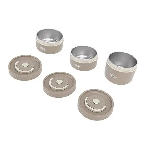 Produktbild: Isolierte Thermo-Lunchbox aus Edelstahl, Versiegelter -Behälter, Tragbar, Rund, mit Thermobeutel für Mahlzeiten Im Freien (3 Karton)
