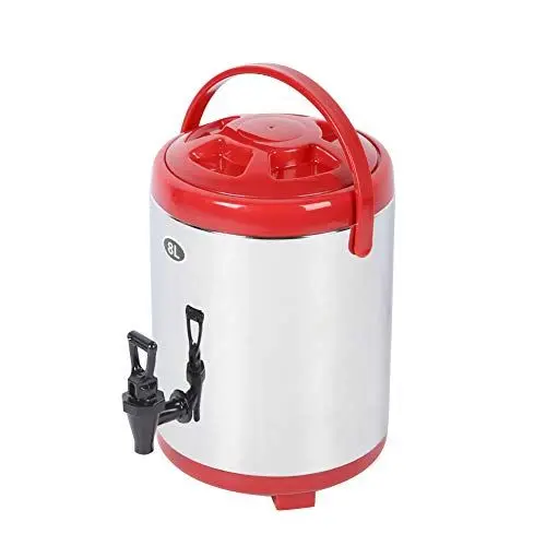 Produktbild: Isolierter Getränkespender, 8 L, Edelstahl, Doppellagige Isolierung, Isolierter Getränkespender, Getränkekühler mit Auslauf, Rot, für Heißes Wasser, Milch, Tee, Kaffee