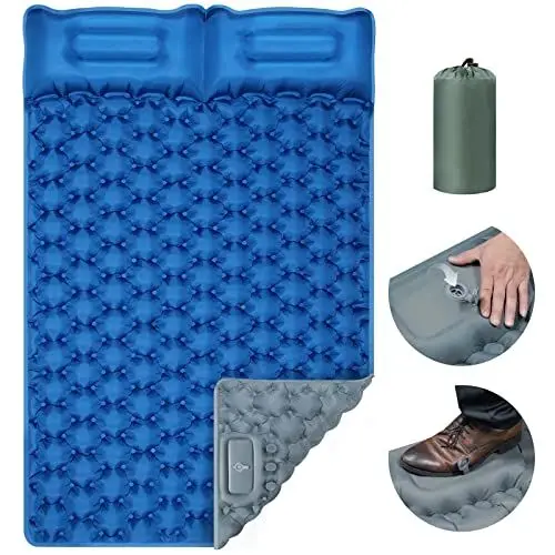Produktbild: Isomatte Camping Selbstaufblasend Aufblasbare Luftmatratze, Ultraleichte Selbstaufblasbare Matratzen, Klappbar Liegematte für Reise, Wandern, Strand und Backpacking 196 * 125 * 9cm(Doppelt)