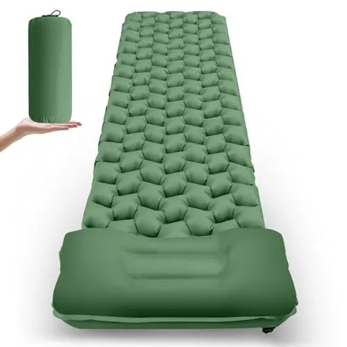 Produktbild: Isomatte Camping, Ultraleichte Aufblasbare Isomatte mit Kissen, Wasserdichte und Feuchtigkeitsbeständige Camping Luftmatratze, Aufblasbare Luftmatratze, für Camping Wandern Reisen Backpacking Grün
