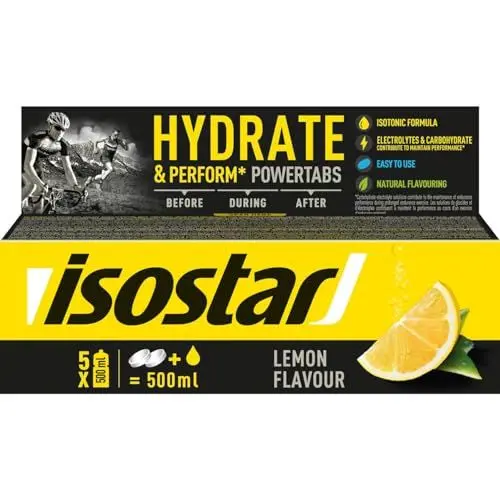 Produktbild: Isostar - Hydrate & Perform Powertabs mit Zitronengeschmack - Brausetabletten für Isotonische Getränke - 10 Tabletten - 180463
