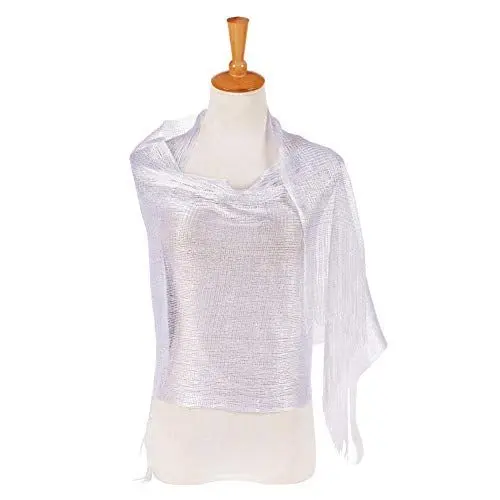Produktbild: iSpchen Damen Abend Wrap Stola Schal Elegant für Hochzeit, Partys, Brautjungfer, Prom Schal Damen Lange Schal Geschenk Mode Shinning Leichte Reizende Quaste Schals Weiß EINWEG
