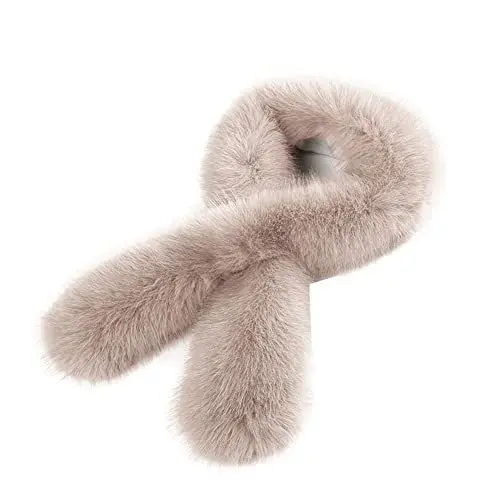 Produktbild: iSpchen Damen Kunst Pelz Schal Pelzkragen Schal Winter Plüsch Warmer Schal Kunstpelz Kunstfell Fellkragen Schal Winter Plüsch Schal Warmer Halswärmer,Khaki