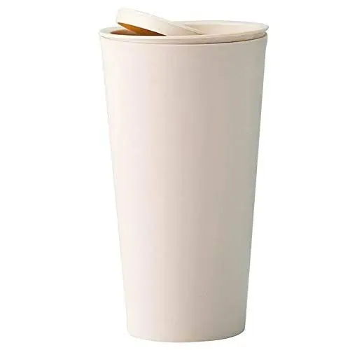 Produktbild: ihreesy 1 Liter Mülleimer mit Klappdeckel,Mini Desktop Mülleimer Mülltonne Münzbecher Universal Auto Mülleimer Organizer Aufbewahrungs Box für Heim Büro Küchentisch,Beige