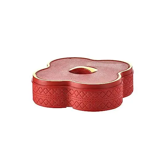 Produktbild: iSpchen Snack-Serviertablett mit Deckel,Süßigkeiten Box Snackschalen Serviertablett für Snacks, Süßigkeiten, Nüsse, Picknick,Chinesische rote Einzelschicht