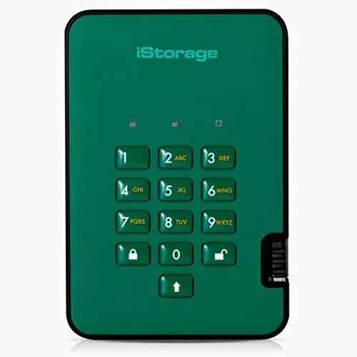 Produktbild: iStorage diskAshur2 SSD 256GB Grün - Sicheres tragbares Solid-State-Laufwerk - Passwortgeschützt - Staub- und wasserdicht - Hardware-Verschlüsselung