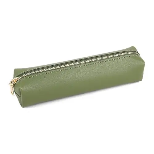 Produktbild: iSuperb Federmäppchen Leder Mäppchen Unisex Teenager Stiftetasche Stiftemappe Federtasche Pencil Case Schulmäppchen für Schule Büro Mädchen Damen Student Geschenk (Grün)