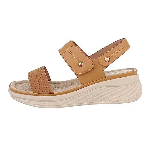 Produktbild: Ital Design Damenschuhe Sandalen & Sandaletten Keilsandaletten, 5392-, Kunstleder, Camel, Gr. 40