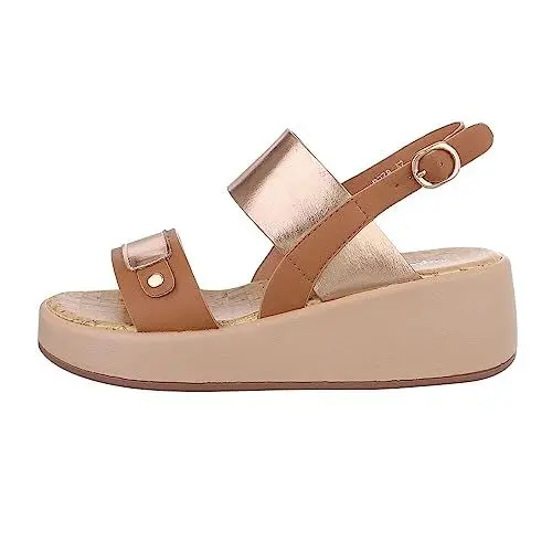 Produktbild: Ital Design Damenschuhe Sandalen & Sandaletten Keilsandaletten, 8278-1-, Kunstleder, Camel Gold, Gr. 38