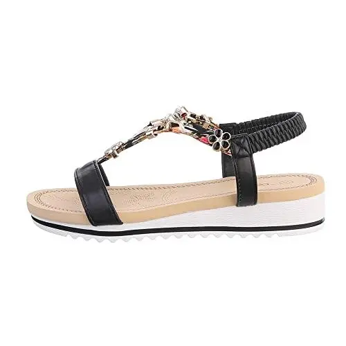 Produktbild: Ital Design Damenschuhe Sandalen & Sandaletten Keilsandaletten, AM135-, Kunstleder, Schwarz, Gr. 37