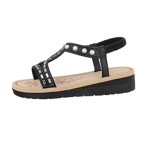 Produktbild: Ital Design Damenschuhe Sandalen & Sandaletten Keilsandaletten, DM-25-, Kunstleder, Schwarz, Gr. 39