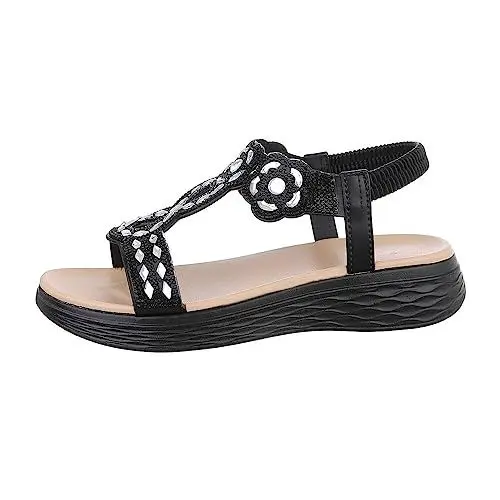 Produktbild: Ital Design Damenschuhe Sandalen & Sandaletten Keilsandaletten, DM-35-, Kunstleder, Schwarz, Gr. 37