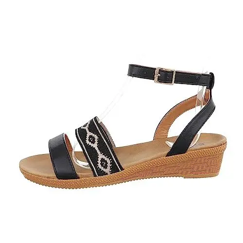 Produktbild: Ital Design Damenschuhe Sandalen & Sandaletten Keilsandaletten, LT-7-, Kunstleder, Schwarz, Gr. 41