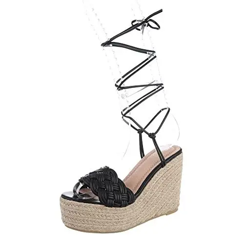 Produktbild: Ital Design Damenschuhe Sandalen & Sandaletten Keilsandaletten, NN179-, Kunstleder, Schwarz, Gr. 41
