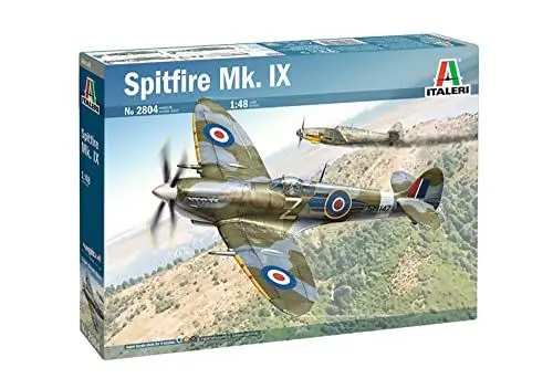 Produktbild: Italeri 2804 1:48 Brit. Spitfire Mk.IX-Modellbau, Bausatz, Standmodellbau, Basteln, Hobby, Kleben, Plastikbausatz, detailgetreu, Mehrfarbig, Mittel