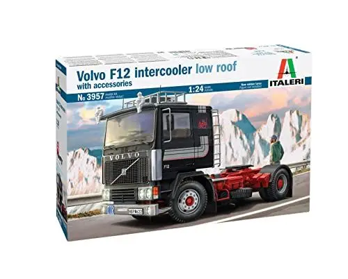 Produktbild: Italeri 3957 3957S-1:24 Volvo F-12 Intercooler Low Roof-Modellbau, Bausatz, Standmodellbau, Basteln, Hobby, Kleben, Plastikbausatz, detailgetreu, unlackiert, Mehrfarbig