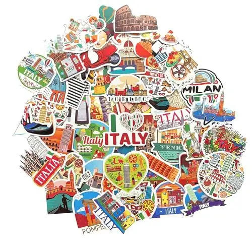 Produktbild: Italien sticker Italien deko aufkleber Italien geschenk Italien flagge vinyl sticker laptop journal sticker für fotoalbum scrapbooking sticker deko Italien sticker set Mailand Toskana Florenz Italy