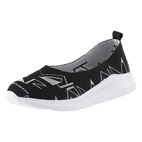Produktbild: Italienische Schuhe Damen Schuhe Damen Ballerina Mode Frühling und Damen Freizeitschuhe Flacher Boden Leichter Slip On Fly Woven Obermaterial Rote Damenschuhe Stiefeletten Für Damen Grün (Black, 40)