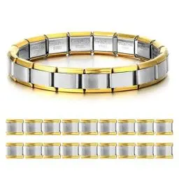 Produktbild: Italienisches Charm Bracelet, Italienisches Charm Armband Gold Silber Italian Charm, Abnehmbares Edelstahl Modular Armband, 18PCS Italienischer Charms, Mädchen Jungen