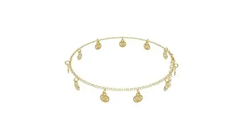 Produktbild: Italienisches Fußkettchen mit feiner 18K Vergoldung - Länge verstellbar von 22-25cm - Wasserfeste Fußkette mit stilvollem Samtbeutel für Damen, Frauen und Mädchen