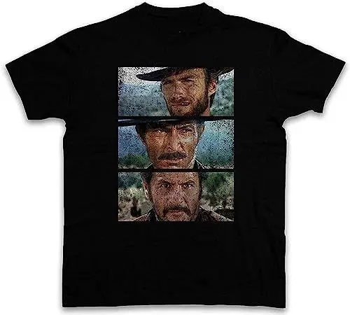 Produktbild: Italo Western Eastwood Cowboy Us Clint Men's Slim T-Shirt Black XL