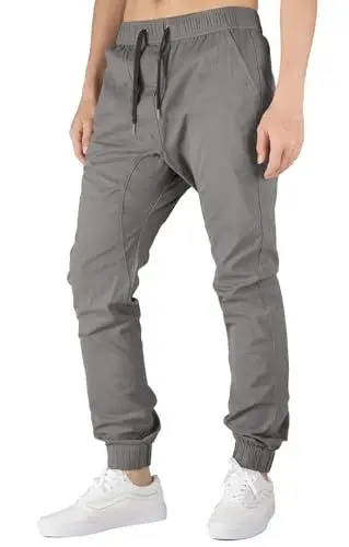 Produktbild: ITALYMORN Herren Chino Jogging Hose Casual Stoff Hose Chinohose Sporthose Slim Fit S Mitte Grau L Mitte Grau