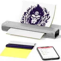 Produktbild: Itari Tattoo Maschine - Stencil Drucker M08F, Thermodrucker Tattoo Drucker Copier mit 10 Stück Transferpapier, Tattoo Drucker Bluetooth zum Tätowieren, kompatibel mit Smartphone und PC, Silbrig