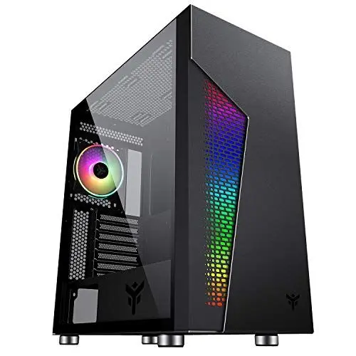 Produktbild: iTek MAJES 30 Gaming-PC-Gehäuse Full Tower ATX, 1 Lüfter 12 cm, Addressable RGB Grill mit Fernbedienung, 2 x USB3, Side Panel Temp Glass (Seite aus gehärtetem Glas), Schwarz, ITGCAMAJ30