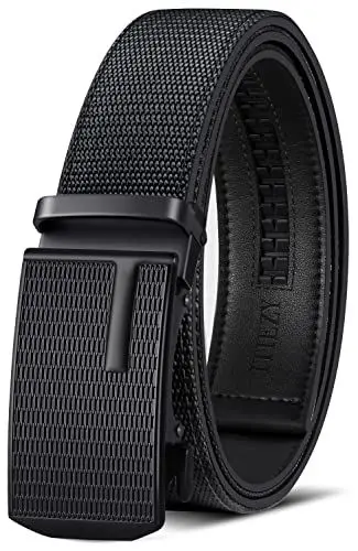 Produktbild: ITIEZY Herren Gürtel, Gürtel Nylon Ratsche Automatikschließe Business Anzug Gürtel für Männer 35mm Breit Ledergürtel 2 Stücke,Größe Angepasst