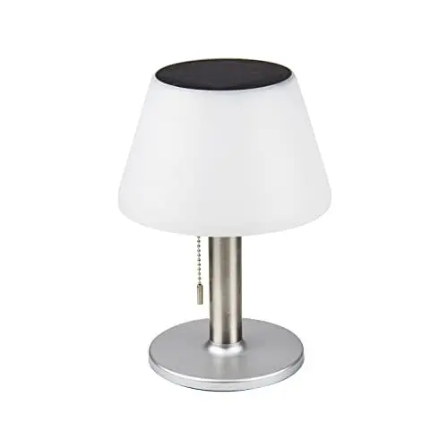 Produktbild: ito electronics Solar Tischlampe Indoor Outdoor 3 Stufen | 4-8 Stunden Leuchtdauer | Warmweißes LED-Licht silber