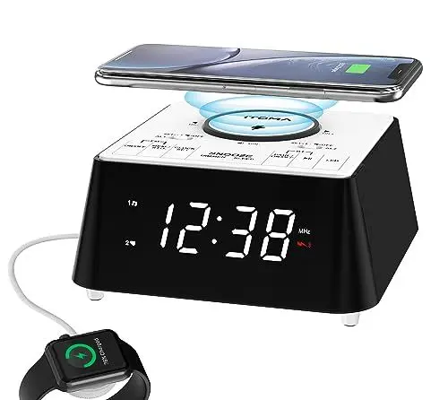 Produktbild: iTOMA Radiowecker mit USB-Ladegerät, Bluetooth-Lautsprecher, Nachttisch FM Radio, Dual Alarm mit Snooze, USB-Aufladung, Nachtlicht und dimmbare Anzeige 205
